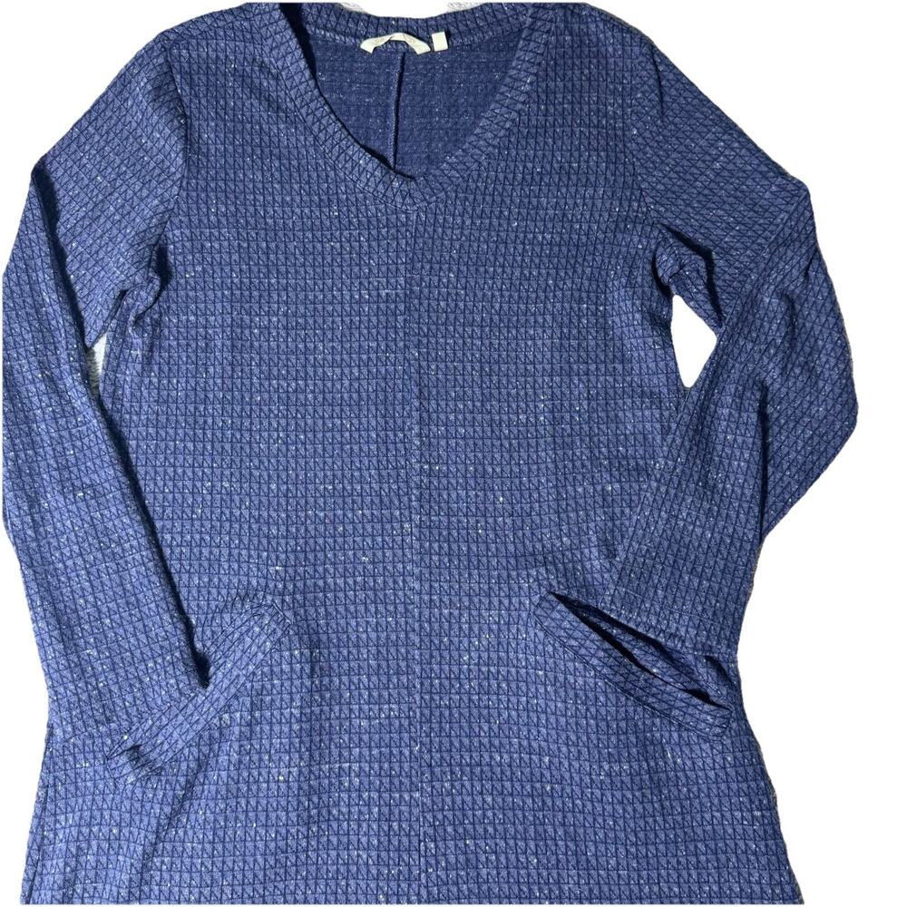 Soft Surroundings Blue Pattern V-Neck Stretch Com… - image 5